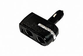 Авто-разветвитель прикуривателя на 2гн + USB (5V 1 000mA)